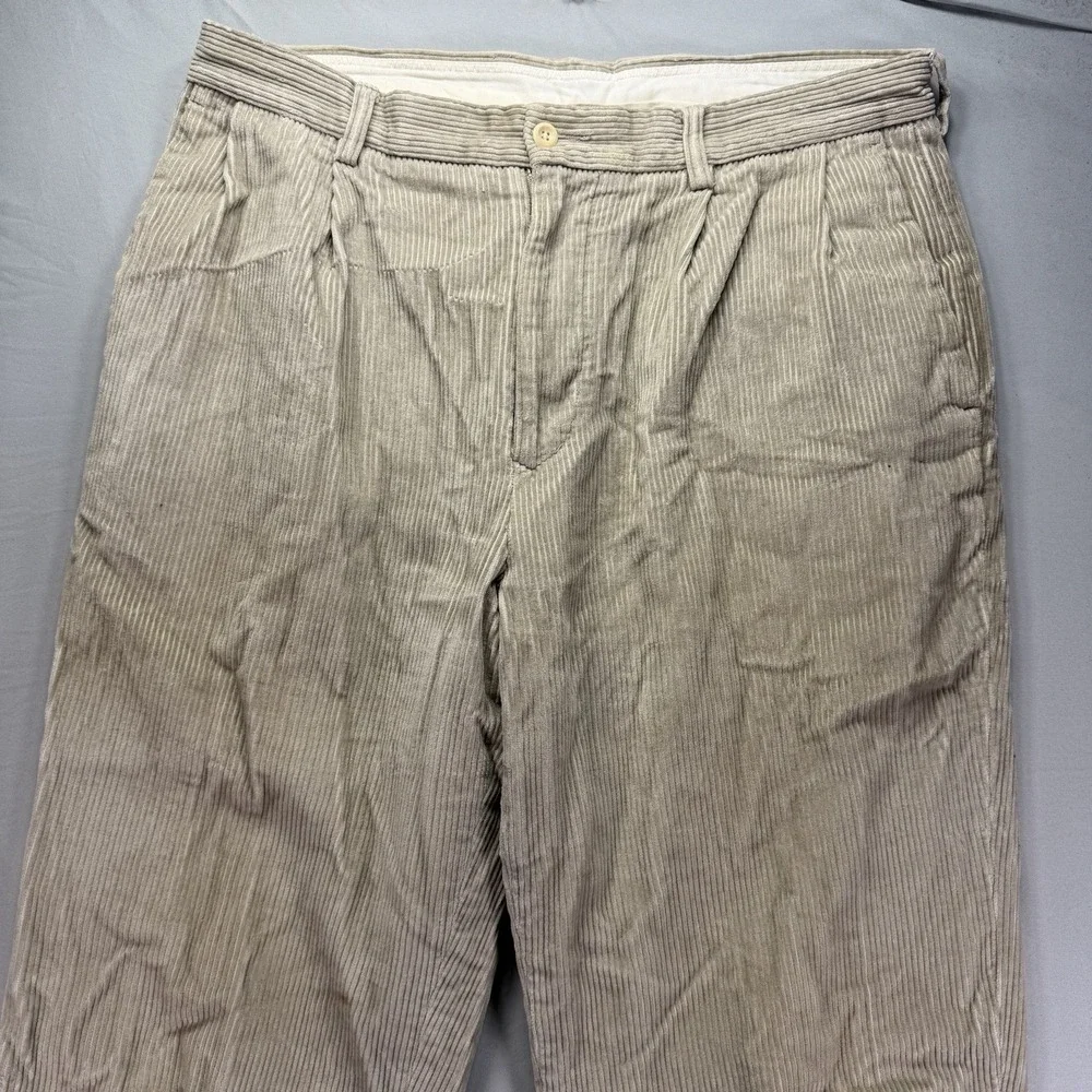 Nautica Corduroy Pants Mens 34x32 Brown Rigger Wide Whale Rayon Cotton